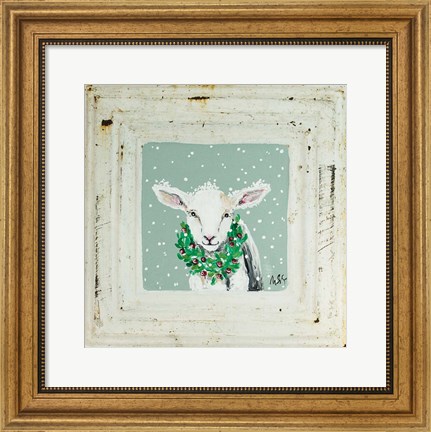Framed Lamb with Wreath Print