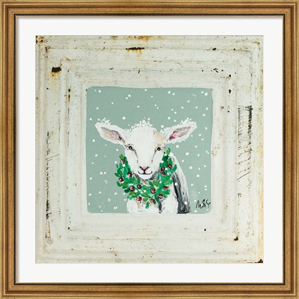 Framed Lamb with Wreath Print