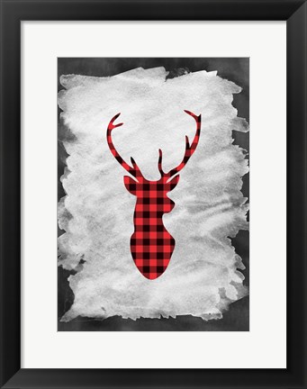 Framed Plaid Deer Head Print