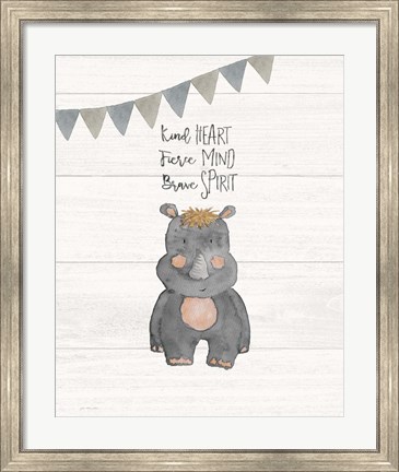 Framed Kind Heart Hippo Print