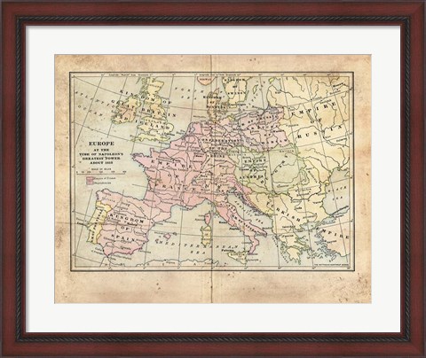 Framed Vintage Napoleon Empire Map Print