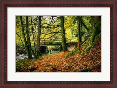 Framed Black Forest River Bridge Print