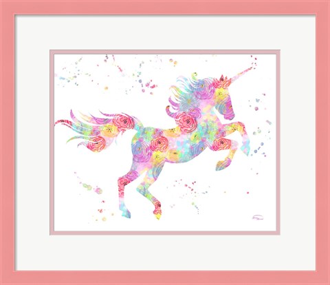 Framed Unicorn White Print