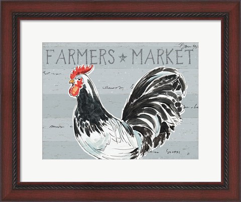 Framed Roosters Call I - No Dots Print