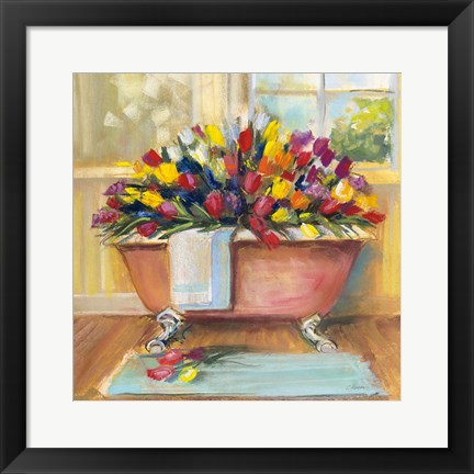 Framed Bathtub Bouquet II Print