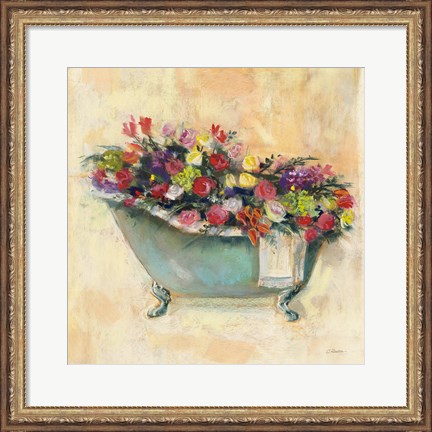 Framed Bathtub Bouquet I Print