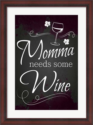 Framed Momma Needs Some Wine Print