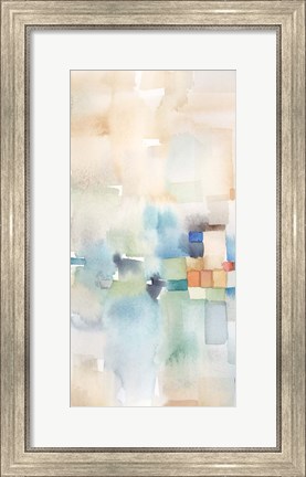 Framed Teal Abstract Panel I Print