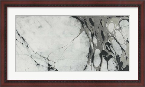 Framed Black and White Marble Panel Trio I Print