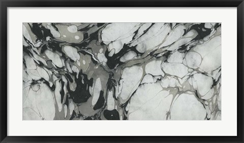 Framed Black and White Marble Panel Trio III Print