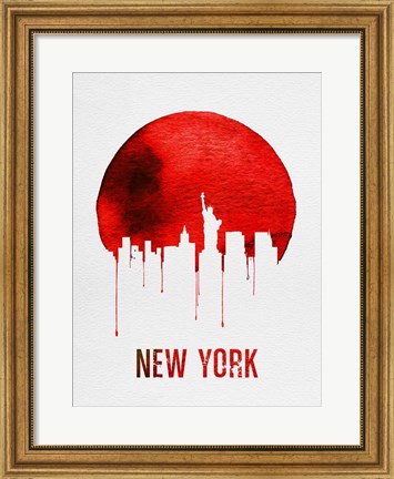 Framed New York Skyline Red Print