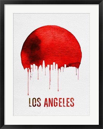 Framed Los Angeles Skyline Red Print