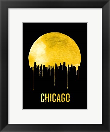 Framed Chicago Skyline Yellow Print