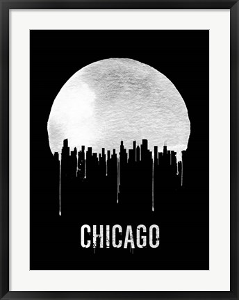 Framed Chicago Skyline Black Print
