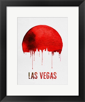 Framed Las Vegas Skyline Red Print