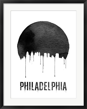 Framed Philadelphia Skyline White Print