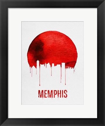 Framed Memphis Skyline Red Print