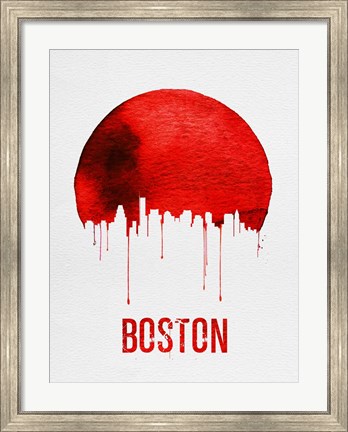 Framed Boston Skyline Red Print