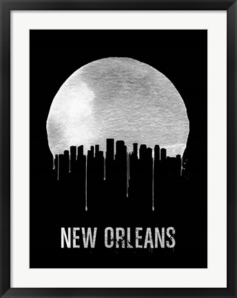Framed New Orleans Skyline Black Print