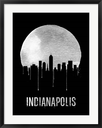 Framed Indianapolis Skyline Black Print