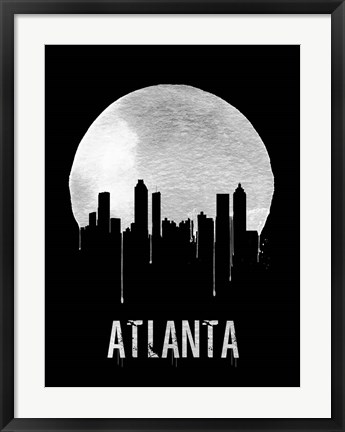 Framed Atlanta Skyline Black Print