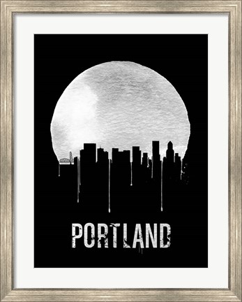 Framed Portland Skyline Black Print