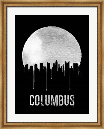 Framed Columbus Skyline Black Print