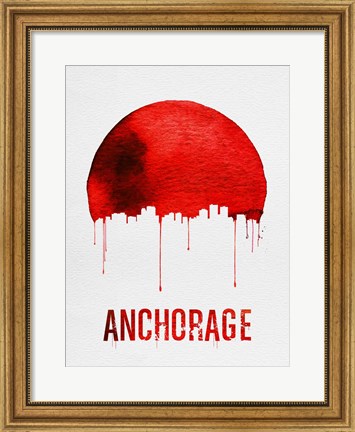 Framed Anchorage Skyline Red Print