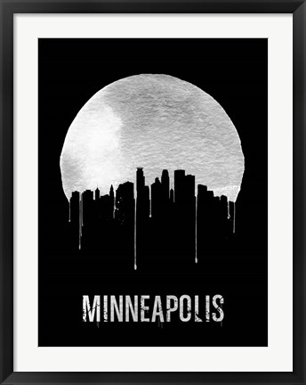 Framed Minneapolis Skyline Black Print