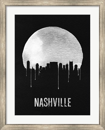 Framed Nashville Skyline Black Print