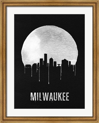 Framed Milwaukee Skyline Black Print