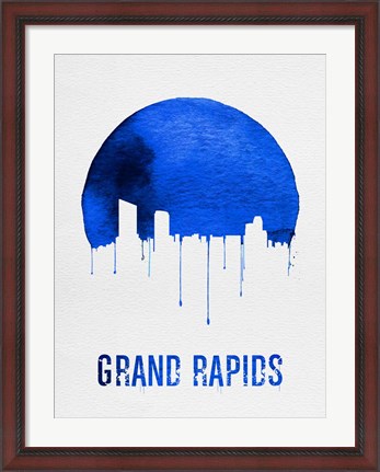 Framed Grand Rapids Skyline Blue Print