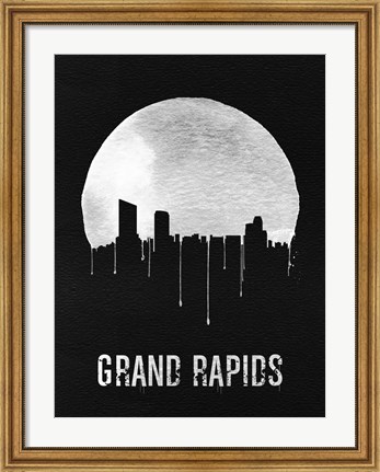 Framed Grand Rapids Skyline Black Print