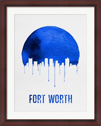 Framed Fort Worth Skyline Blue Print
