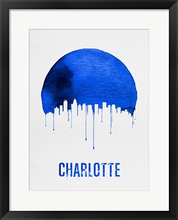 Framed Charlotte Skyline Blue Print