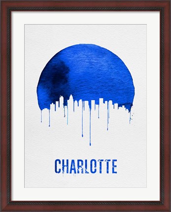Framed Charlotte Skyline Blue Print