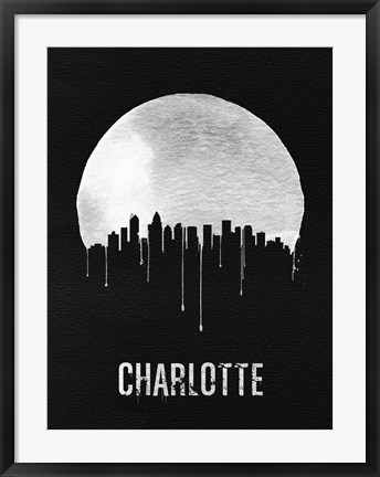 Framed Charlotte Skyline Black Print