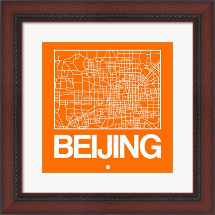 Framed Orange Map of Beijing Print