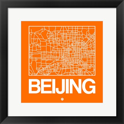 Framed Orange Map of Beijing Print