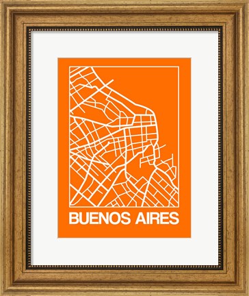 Framed Orange Map of Buenos Aires Print