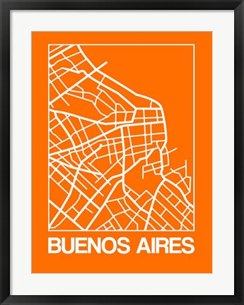 Framed Orange Map of Buenos Aires Print