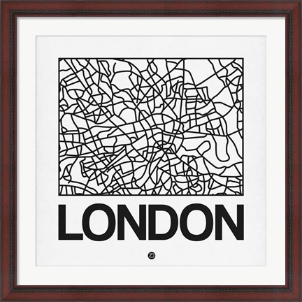 Framed White Map of London Print