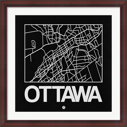 Framed Black Map of Ottawa Print