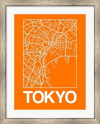 Framed Orange Map of Tokyo Print