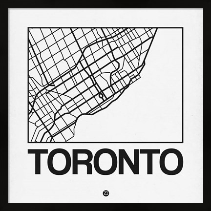 Framed White Map of Toronto Print
