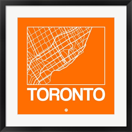 Framed Orange Map of Toronto Print