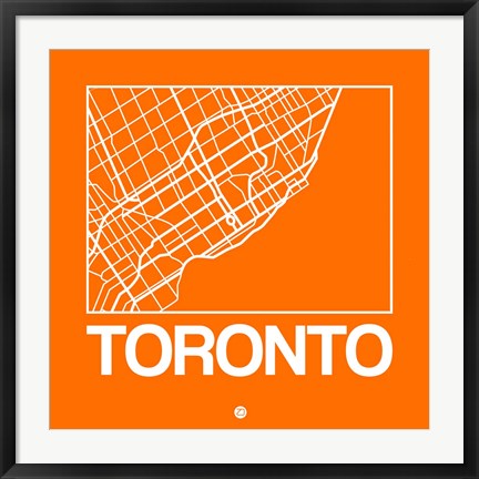Framed Orange Map of Toronto Print