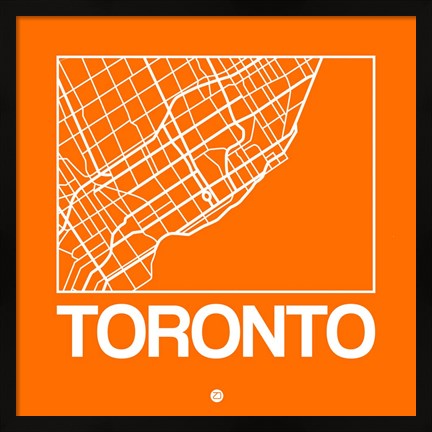Framed Orange Map of Toronto Print