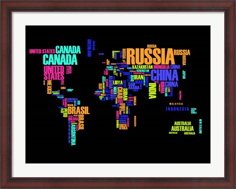 Framed Typography World Map 2 Print