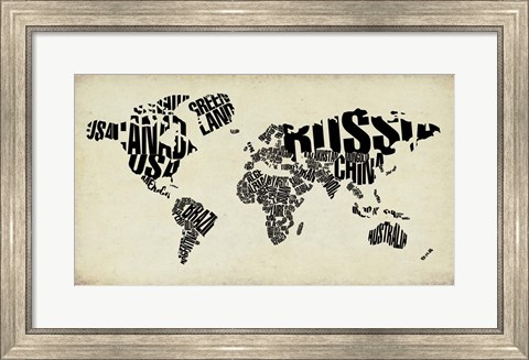 Framed Typography World Map 4 Print